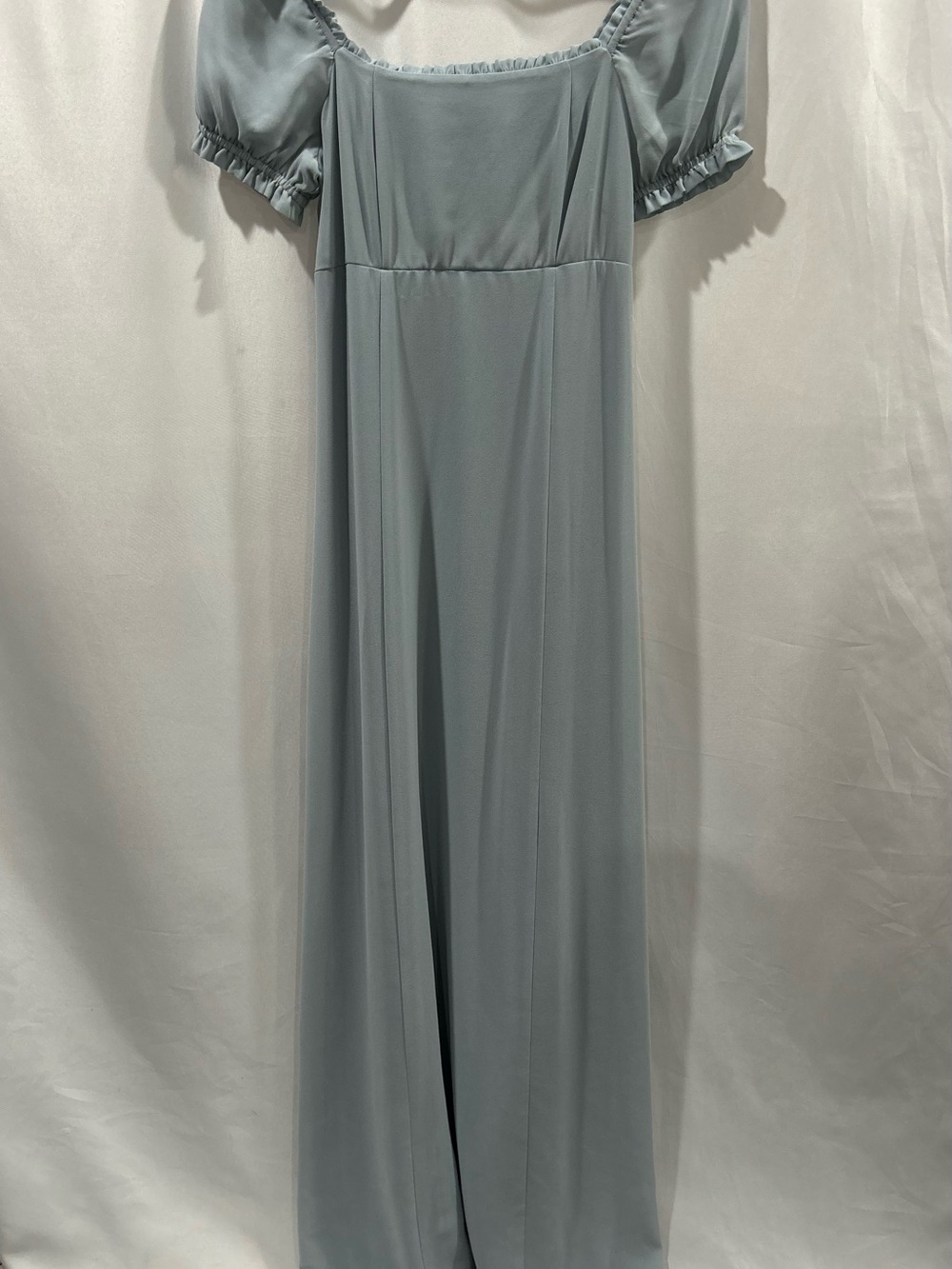 Show Me Your MuMu Nora Dusty Blue Puff-Sleeve Maxi Chiffon Dress